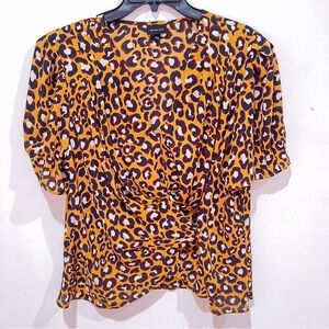 Who What Wear Orange Brown Boxy Blouse